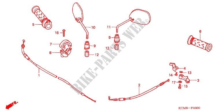 SWITCH    CABLES   LEVERS   GRIPS   MIRRORS for Honda WAVE 125 X, Casted wheels, Kick start only 2010