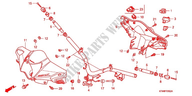 HANDLEBAR   COWL (3) for Honda WAVE 125 X, Spoked wheels, Kick start only 2010