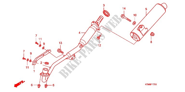 EXHAUST MUFFLER (2) for Honda WAVE 125 X, Casted wheels, Electric start 2012