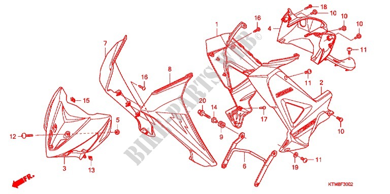 FAIRING   LEG SHIELD (3) for Honda WAVE 125 X, Casted wheels, Electric start 2012