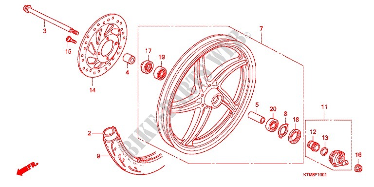 FRONT WHEEL (2) for Honda WAVE 125 X, Casted wheels, Electric start 2011