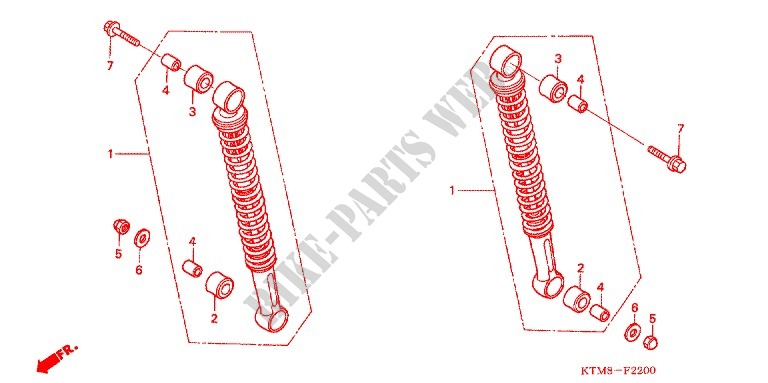 REAR SHOCK ABSORBER (2) for Honda WAVE 125 X, Casted wheels, Electric start 2012