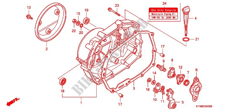 RIGHT CRANKCASE COVER for Honda WAVE 125 X, Casted wheels, Electric start 2011