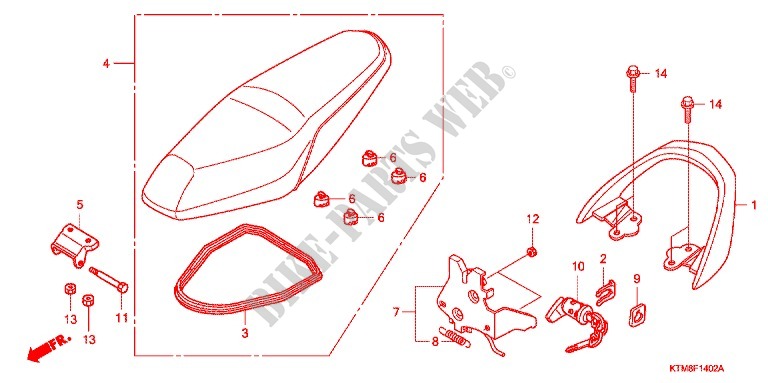 SEAT (3) for Honda WAVE 125 X, Casted wheels, Electric start 2012