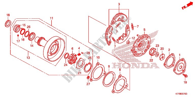 ONE WAY CLUTCH for Honda WAVE 110 ALPHA R, front disk, moulded wheels 2016