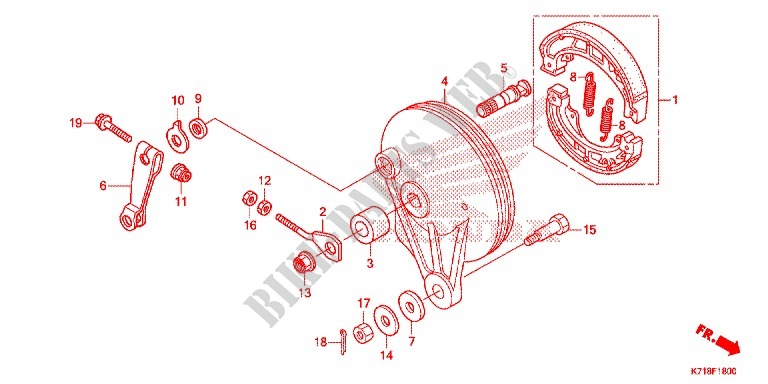REAR BRAKE PANEL   SHOES for Honda WAVE 110 ALPHA R, front disk, moulded wheels 2016