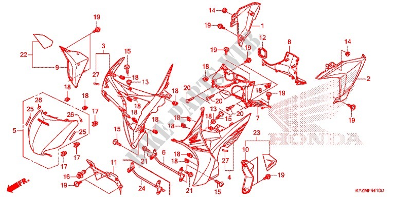 FRONT COWL   LEG SHIELD for Honda FUTURE 125 Casted wheels, Rear brake disk 2013