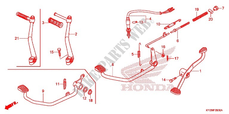 MAIN STAND   BRAKE PEDAL for Honda FUTURE 125 Casted wheels, Rear brake disk 2013