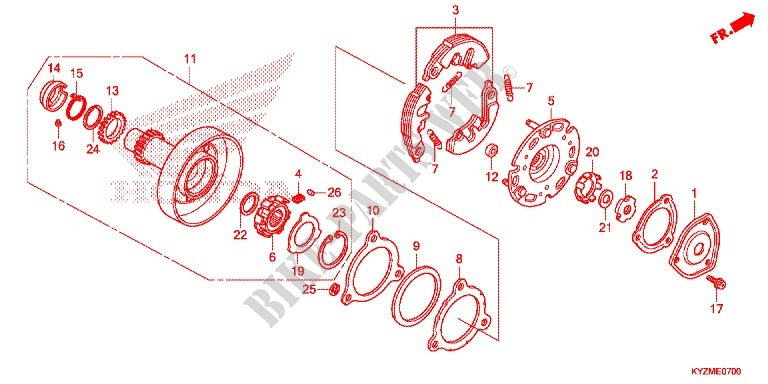 ONE WAY CLUTCH for Honda FUTURE 125 Casted wheels, Rear brake disk 2013