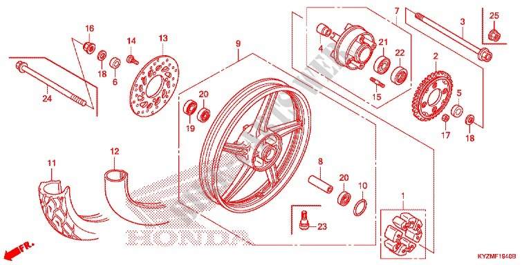REAR WHEEL (AFS125MCR) for Honda FUTURE 125 Casted wheels, Rear brake disk 2015