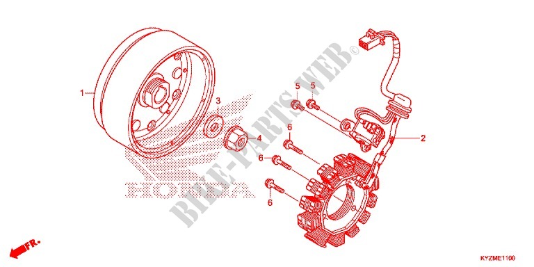 ALTERNATOR (AFS125MSD/MCSD,E/MCRD,E) for Honda FUTURE 125 Casted wheels, Rear brake drum 2012
