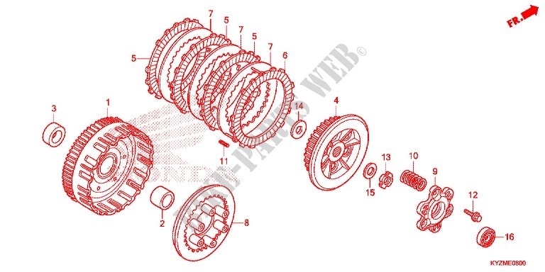 CLUTCH for Honda FUTURE 125 Casted wheels, Rear brake drum 2013