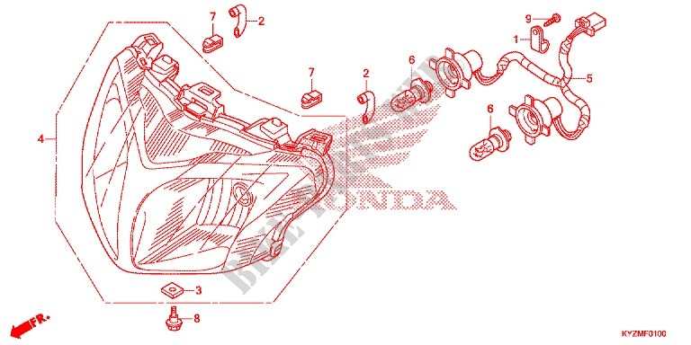 HEADLIGHT (AFS125MSD/MCSD,E/MCRD,E) for Honda FUTURE 125 Casted wheels, Rear brake drum 2013