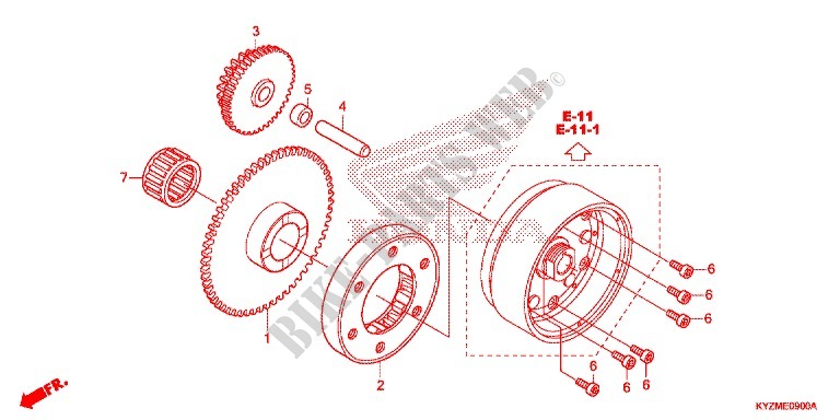 STARTER MOTOR CLUTCH for Honda FUTURE 125 Casted wheels, Rear brake drum 2013