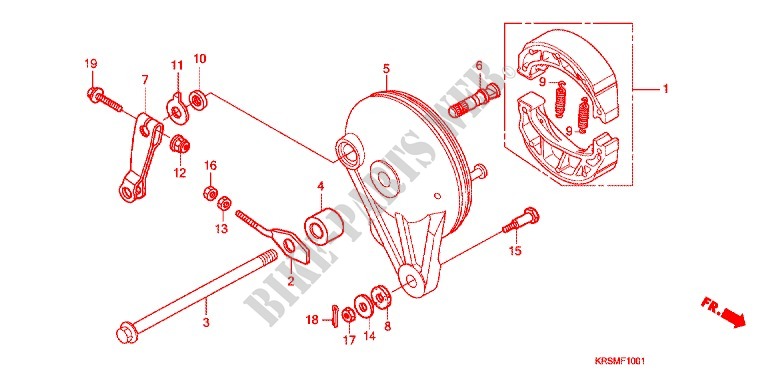 REAR BRAKE PANEL   SHOES (ANF100DR/SR/MSR) for Honda WAVE 100 DR 2006