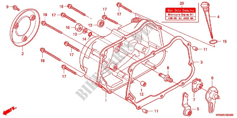 RIGHT CRANKCASE COVER for Honda WAVE 100 MSR, Front disk 2008