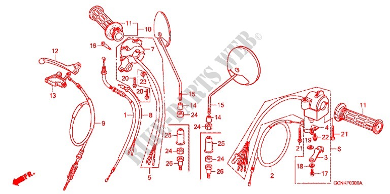 SWITCH    CABLES   LEVERS   GRIPS for Honda LITTLE CUB 50 2002