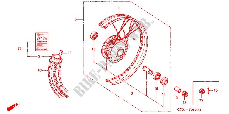 FRONT WHEEL for Honda SUPER CUB 90 DELUXE ROUND LIGHT 1997