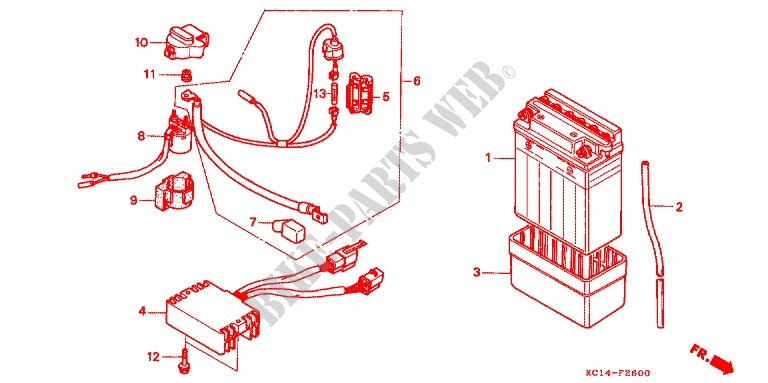 WIRE HARNESS/BATTERY for Honda CB 125 TWIN 1990
