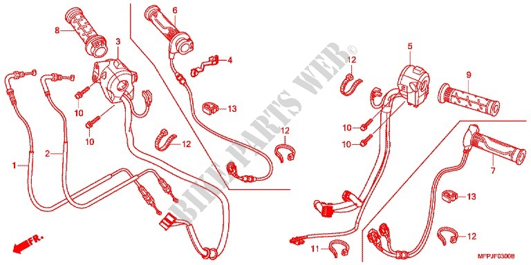 LEVER   SWITCH   CABLE (2) for Honda CB 1300 SUPER BOL DOR EP WHITE 2014