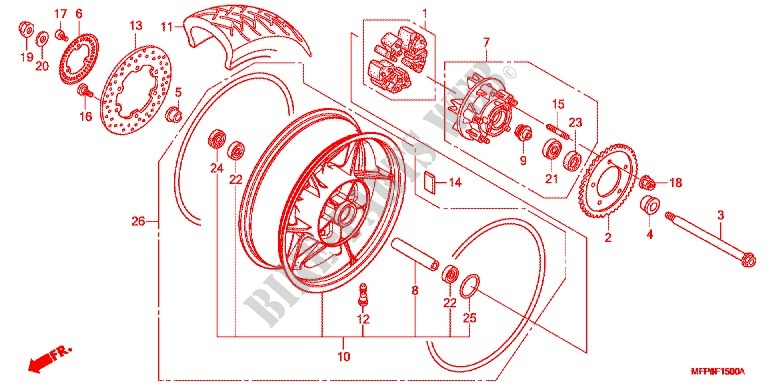 REAR WHEEL for Honda CB 1300 SUPER BOL DOR EP 2014