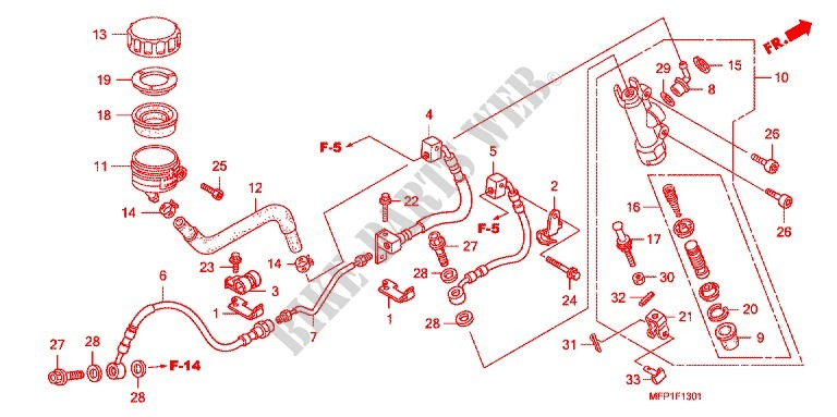 REAR BRAKE MASTER CYLINDER  (CB1300A/SA) for Honda CB 1300 SUPER FOUR ABS SPECIAL 2009