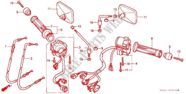 LEVER   SWITCH   CABLE (2) for Honda CB X4 1300 1998