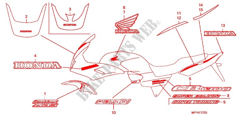STICKERS (CB1300S/SA/TA 3J) for Honda CB 1300 SUPER BOL DOR GOLDEN RIMS 2010