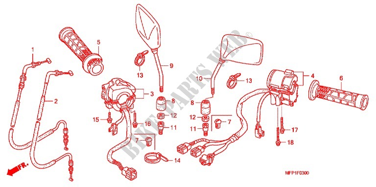 LEVER   SWITCH   CABLE (2) for Honda CB 1300 SUPER BOL DOR ABS TWO TONES 2009