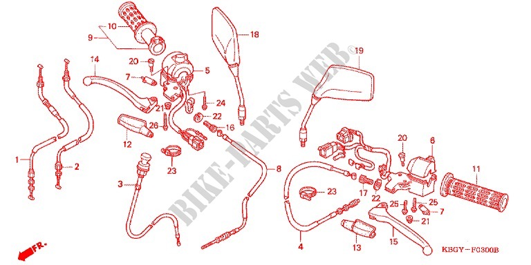 HANDLE SWITCH   LEVER   CABLE   GRIP for Honda CB 250 NIGHTHAWK 2001