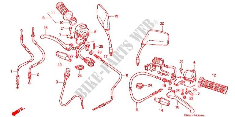 HANDLE SWITCH   LEVER   CABLE   GRIP for Honda CB 250 NIGHTHAWK 1991