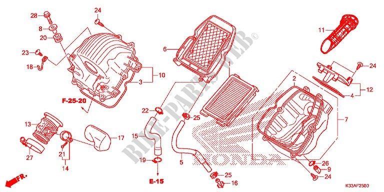 FRONT COVER   AIR CLEANER for Honda CB 300 F ABS 2015