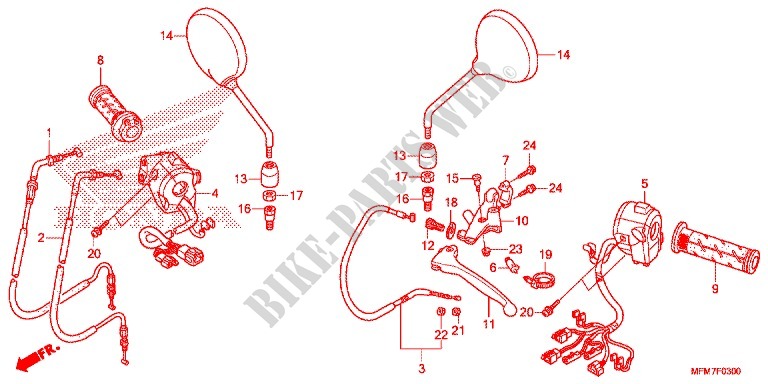 LEVER   SWITCH   CABLE (1) for Honda CB 400 SUPER FOUR ABS 2014