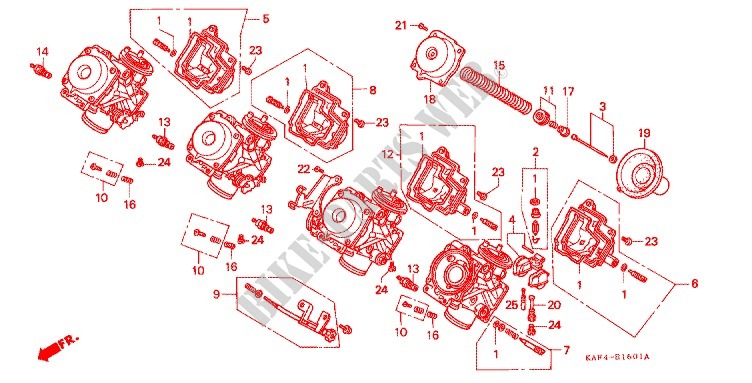 CARBURETOR (COMPOSANTS) for Honda CB 400 F CB1 1989