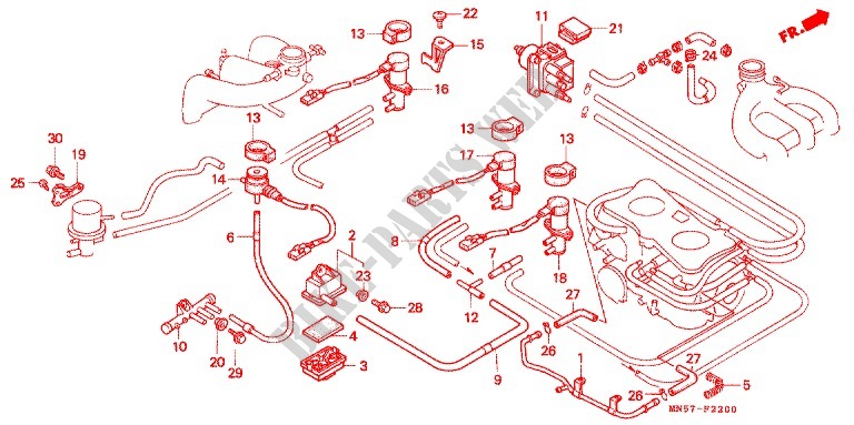 AIR INJECTION VALVE (GL1500J) for Honda GL 1500 GOLD WING 1988
