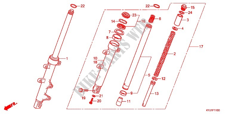 FRONT FORK for Honda CBR 250 R ABS TRICOLORE 2011