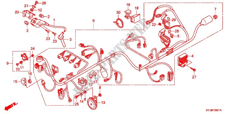 WIRE HARNESS for Honda CBR 250 R ABS RED 2011