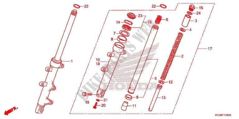 FRONT FORK for Honda CBR 250 R ABS RED 2012