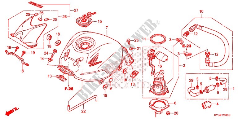 FUEL TANK for Honda CBR 250 R ABS RED 2012