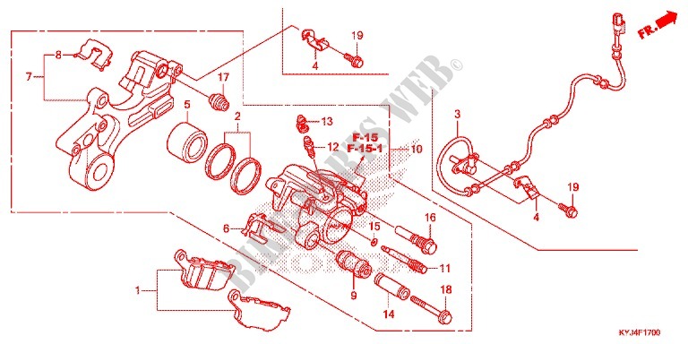 REAR BRAKE CALIPER for Honda CBR 250 R ABS RED 2012