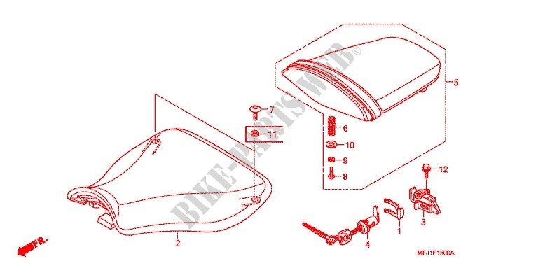 SINGLE SEAT (2) for Honda CBR 600 RR TRICOLOR, RED 2011