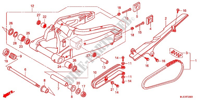 SWINGARM   CHAIN CASE for Honda CBR 600 RR HRC TRICOLOR 2013