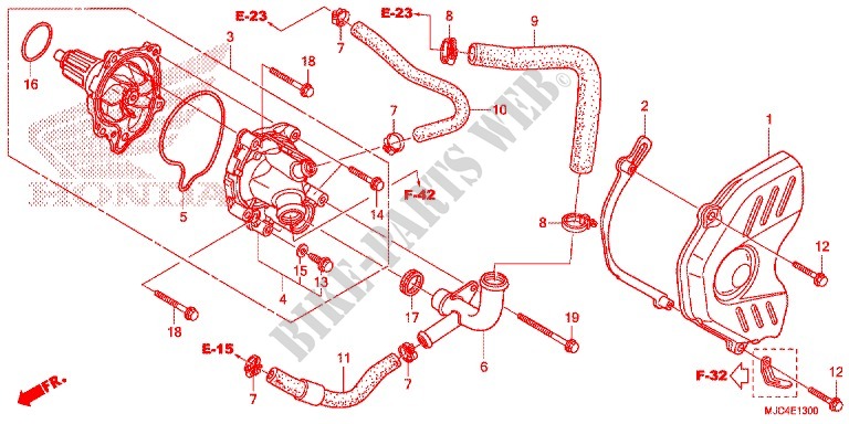 WATER PUMP for Honda CBR 600 RR RED 2013