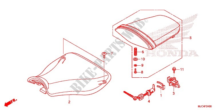 SINGLE SEAT (2) for Honda CBR 600 RR BLACK, RED 2015