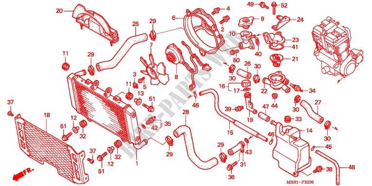 RADIATOR for Honda CB 1300 SUPER FOUR STRIPES 2001