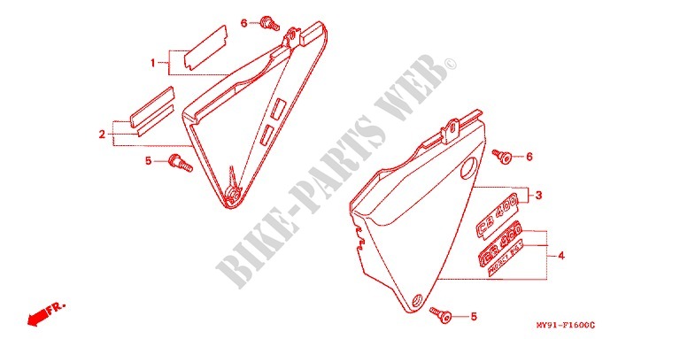 SIDE COVERS for Honda CB 400 SUPER FOUR SILVER 1996