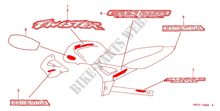 STICKERS (CBX2501,C3,3) for Honda CBX 250 TWISTER ( polluentes) 2003