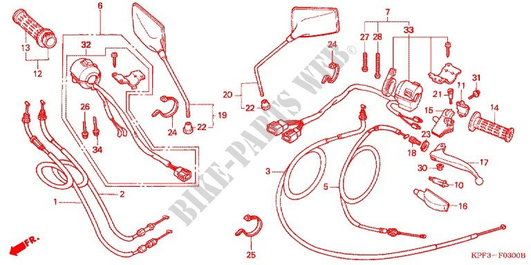 LEVER   SWITCH   CABLE (1) for Honda CBX 250 TWISTER 2004