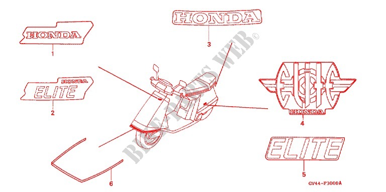 STICKERS for Honda CH 80 ELITE 1993