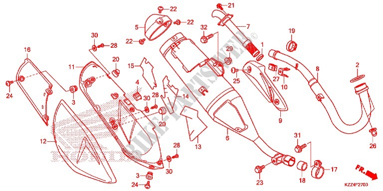 EXHAUST MUFFLER (2) for Honda CRF 250 L RED 2013
